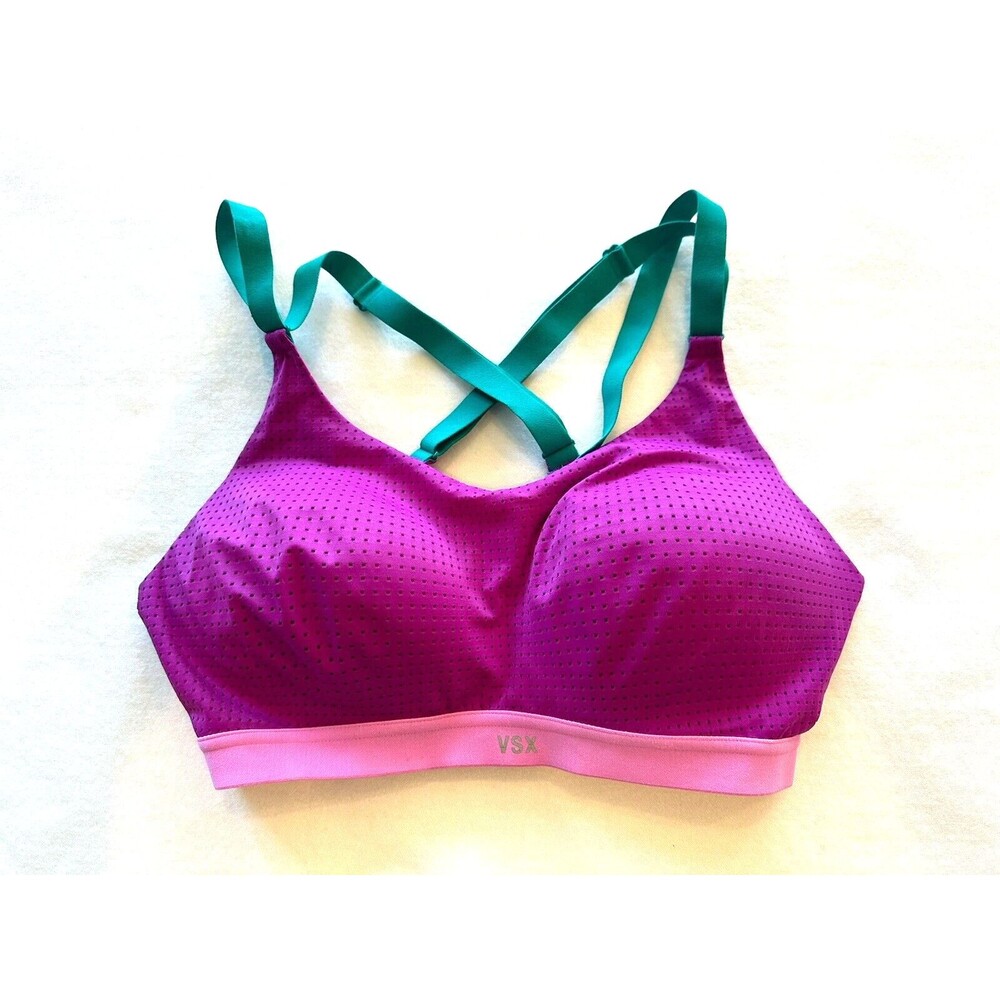 Victorias Secret Sport VSX 34D Pink and Teal Sports Bra Adjustable Lined